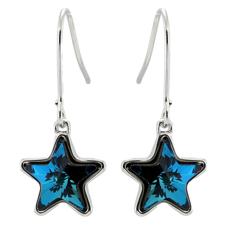 Сережки Xuping колір Родій з кристалами Swarovski французький замок Кристальні зірки Metallic Blue фото №4