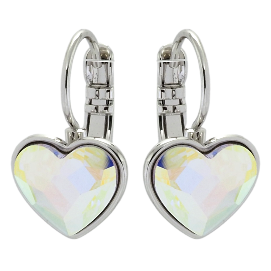 Сережки Xuping колір Родій з кристалами Swarovski французький замок Кристальні серця АВ фото №1