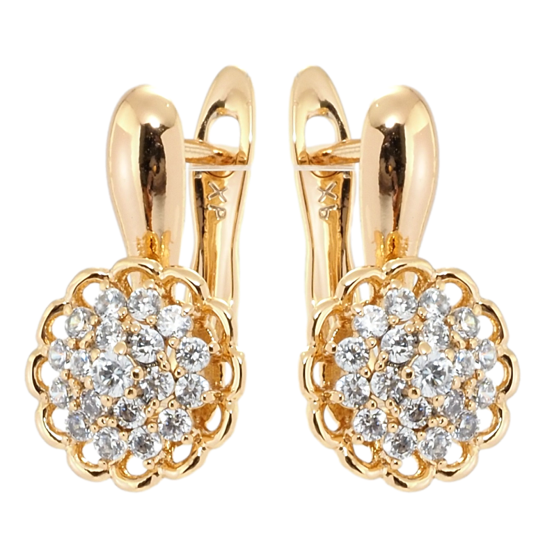 Серьги Xuping Позолота 18K английский замок Цветочки с цирконием фото №8