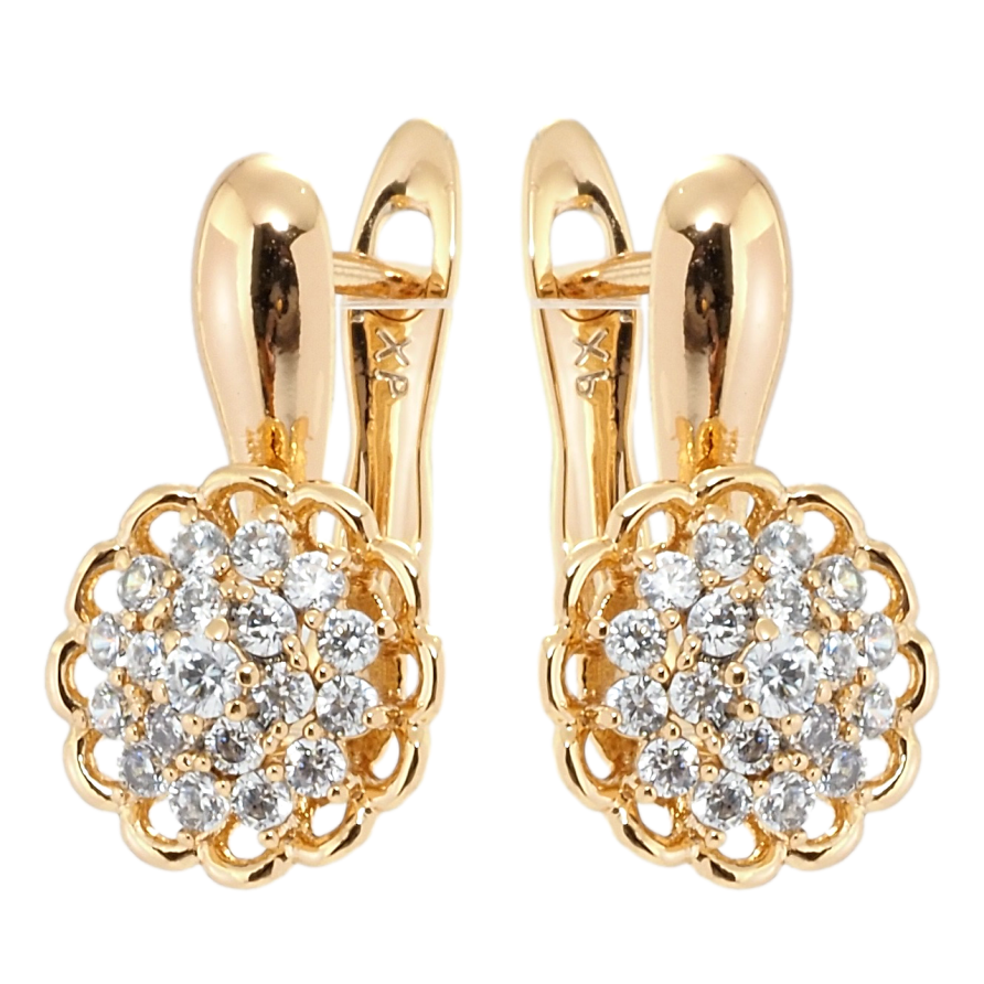Сережки Xuping Позолота 18K англійський замок Квіточки з цирконієм фото №1
