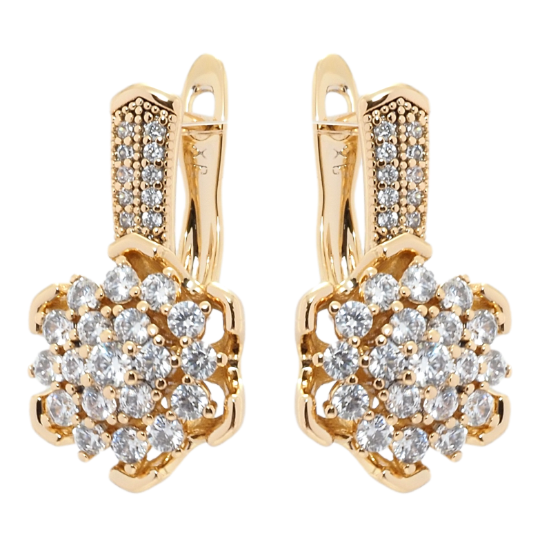 Серьги Xuping Позолота 18K английский замок Цветочки с цирконием фото №1