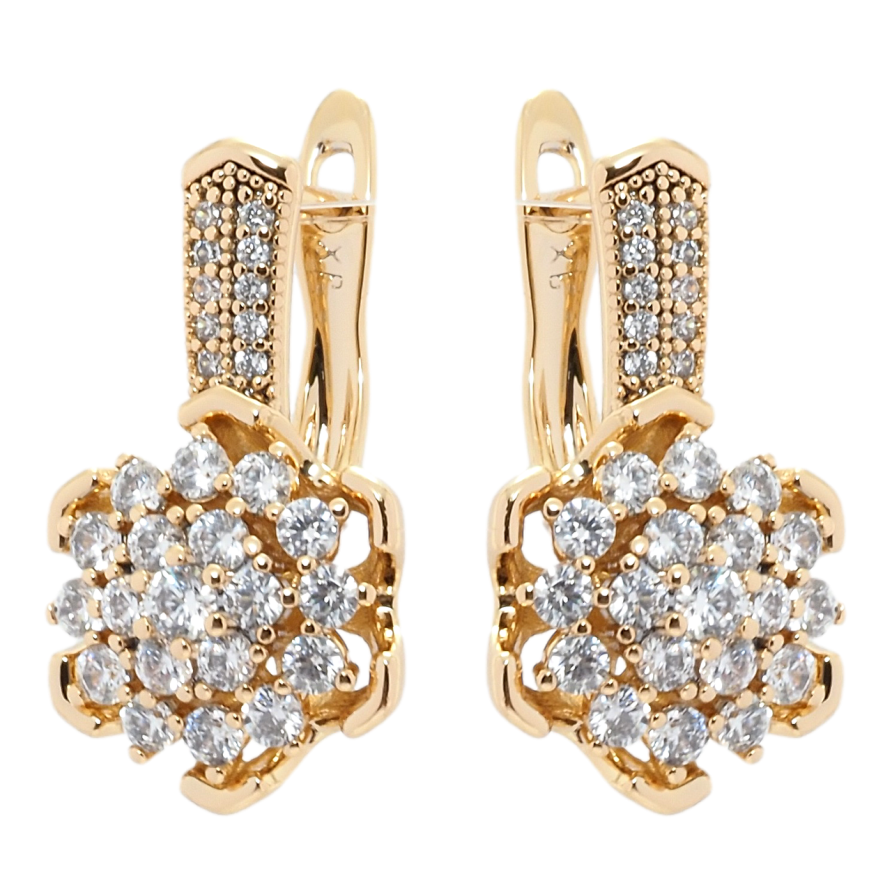 Серьги Xuping Позолота 18K английский замок Цветочки с цирконием фото №1