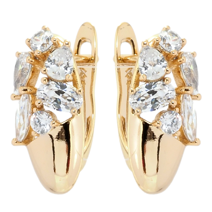 Сережки Xuping Позолота 18K англійський замок Розсип фіанітів фото №9 Сережки Xuping Позолота 18K англійський замок Розсип фіанітів фото №9