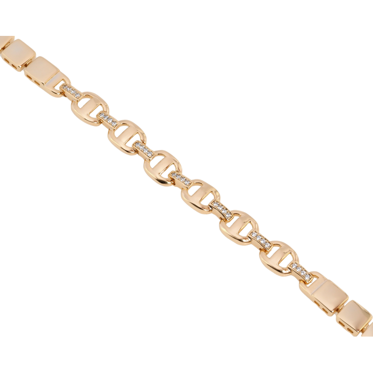 Браслет Xuping Позолота 18K Вставка звенья с цирконием длина с доп.замком 17,19см х 5-7мм фото №3