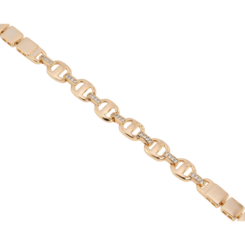 Браслет Xuping Позолота 18K Вставка звенья с цирконием длина с доп.замком 17,19см х 5-7мм фото №5
