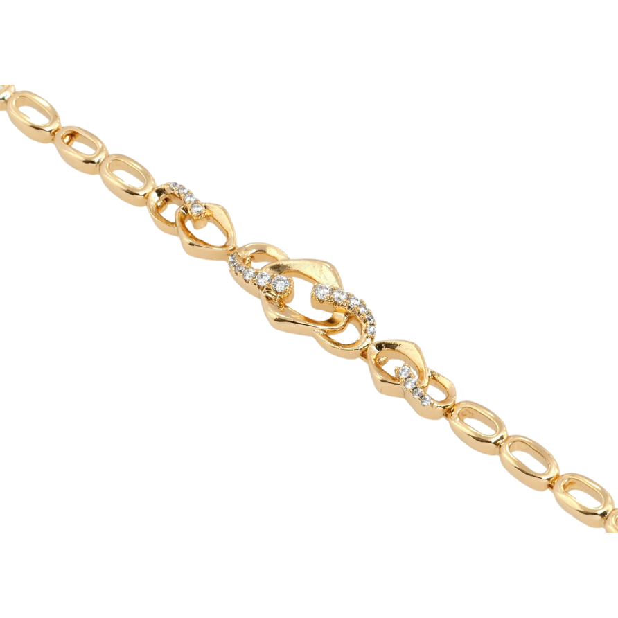 Браслет Xuping Позолота 18K Декоративный орнамент с цирконием длина с доп.замком 17,19см х 4-9мм фото №1