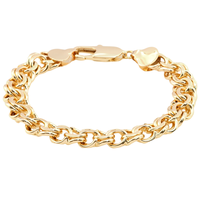 Браслет Xuping Позолота 18K Плетіння Бісмарк довжина 22.5см х 11мм фото №3