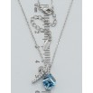 Кулон Xuping колір Родій з кр-ми Swarovski на ланцюжку Кристальний кубик Aquamarine з вузликом довжина 39-44см х 1мм фото №2