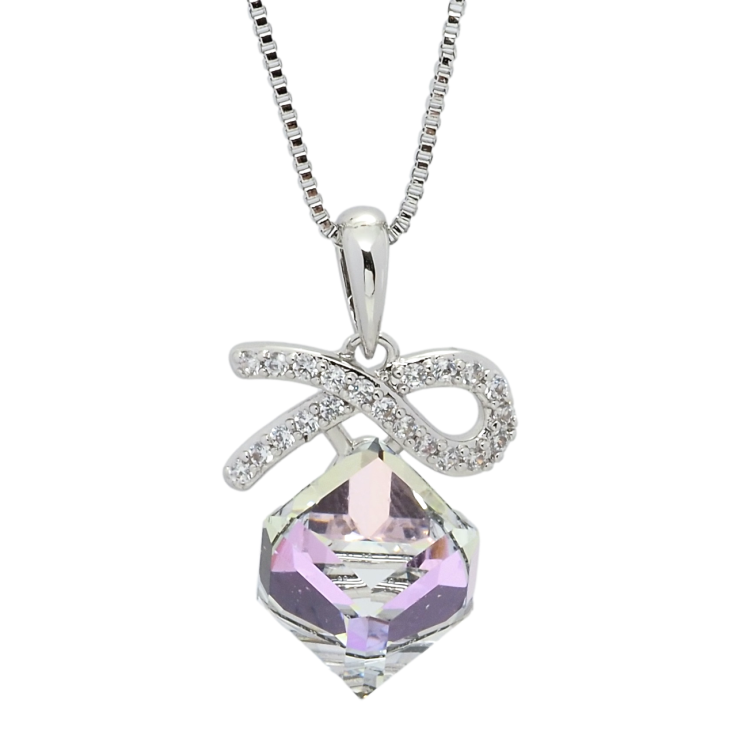 Кулон Xuping колір Родій з кр-ми Swarovski на ланцюжку Кристальний кубик Smoky Mauve довжина 40.5-45.5см х 1мм фото №23