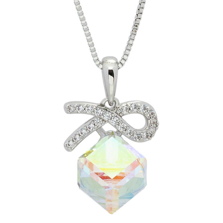 Кулон Xuping колір Родій з кр-ми Swarovski на ланцюжку Кубик Provence Lavender довжина 40-45см х 1мм фото №2