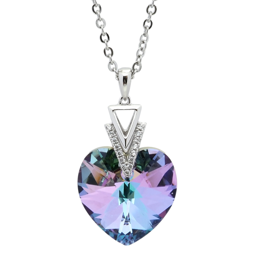 Кулон Xuping колір Родій з кр-ми Swarovski на ланцюжку Кристальне серце Paradise Shine довжина 40-45см х 2мм фото №1