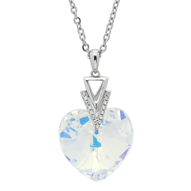 Кулон Xuping колір Родій з кр-ми Swarovski на ланцюжку Кристальне серце Shimmer довжина 40-45см х 2мм фото №11