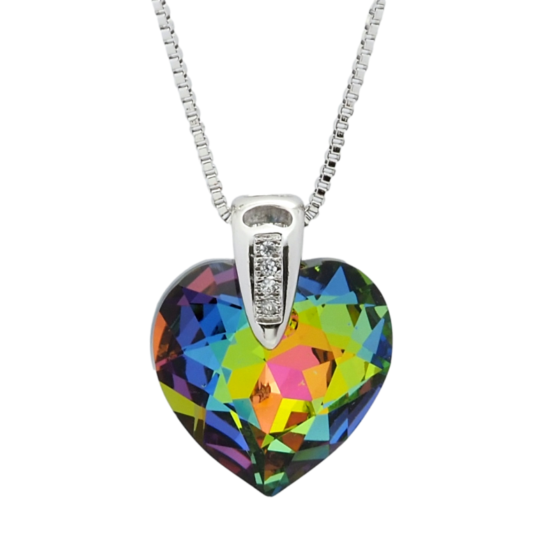 Кулон Xuping колір Родій з кр-ми Swarovski на ланцюжку Кристальне серце Vitrail Medium довжина 41-46см х 1мм фото №2