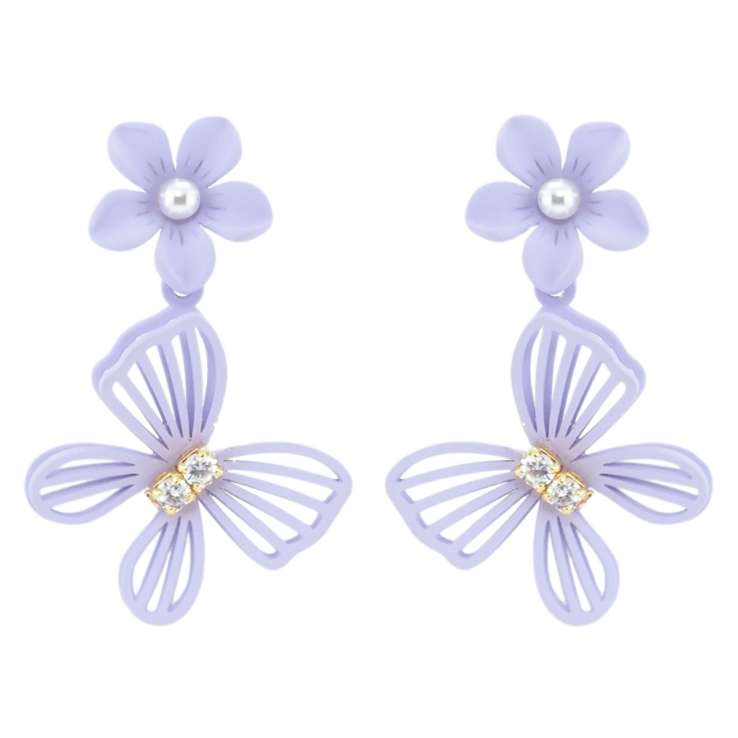 Серьги Xuping QQMM Позолота 14K пусеты Бабочки на цветочках с покрытием Soft-touch фото №3