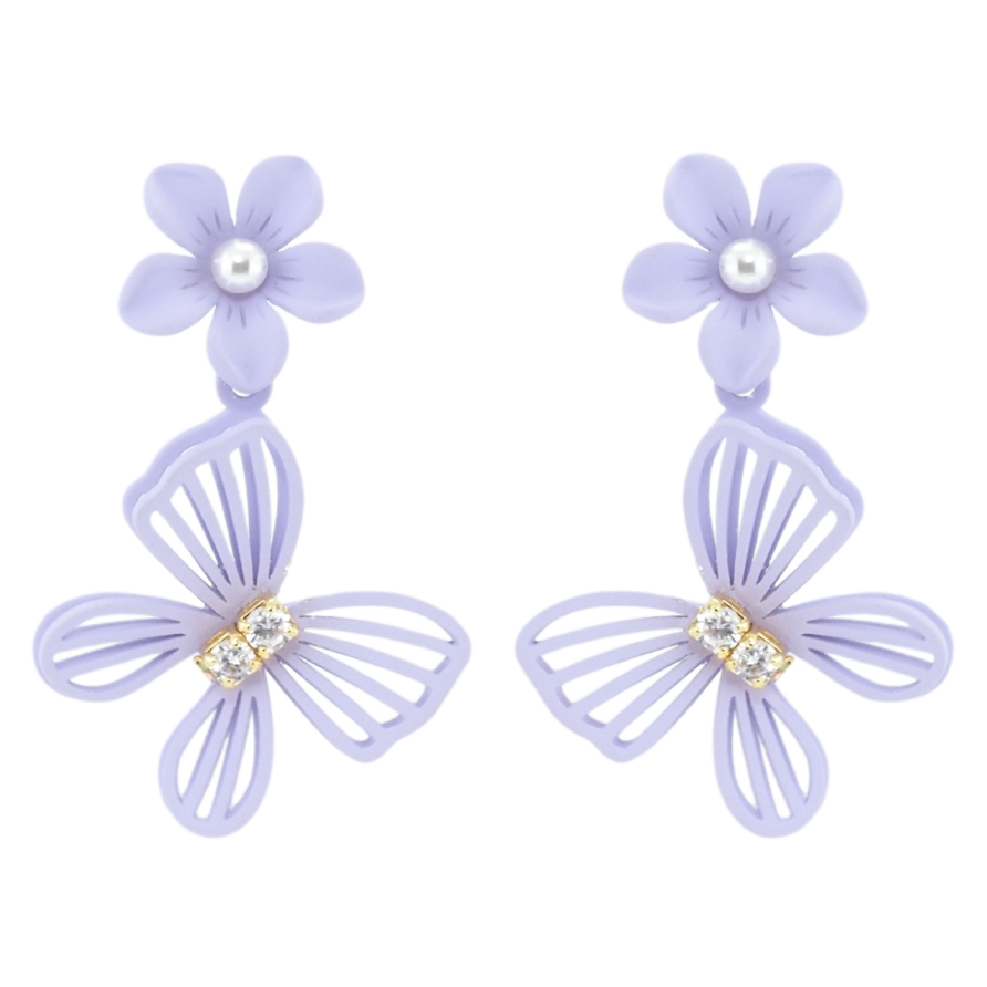 Серьги Xuping QQMM Позолота 14K пусеты Бабочки на цветочках с покрытием Soft-touch фото №1