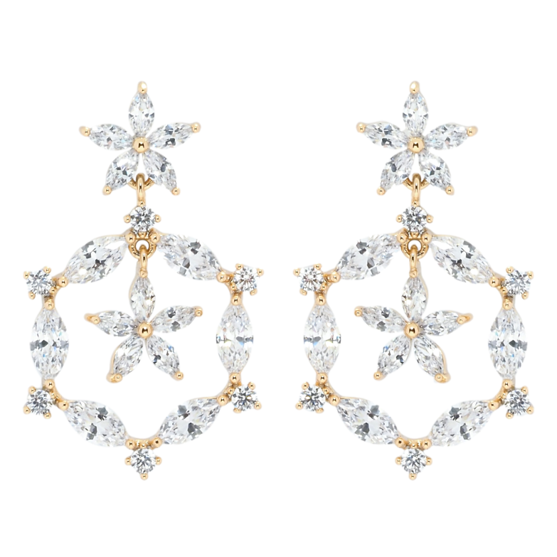 Серьги Xuping JEAN GOUJON Позолота 18K пусеты Кристальные подвески фото №1