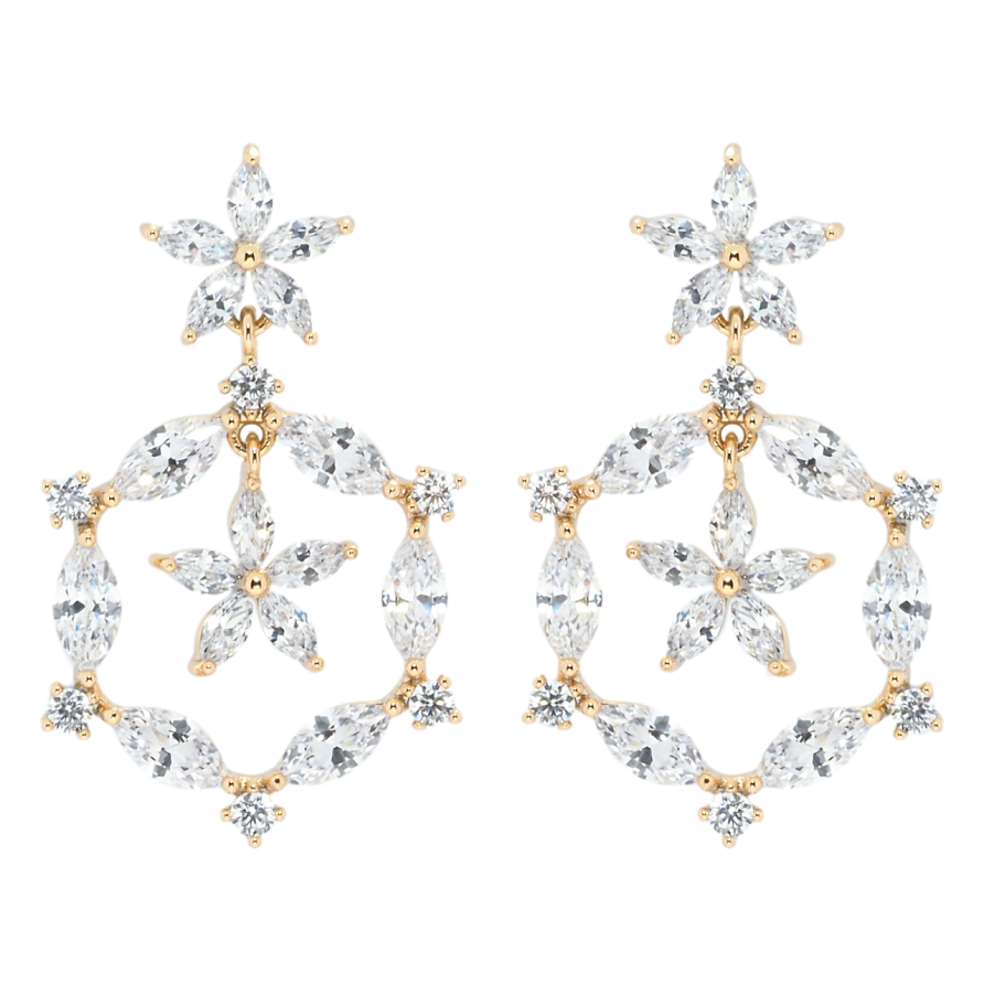 Серьги Xuping JEAN GOUJON Позолота 18K пусеты Кристальные подвески фото №1